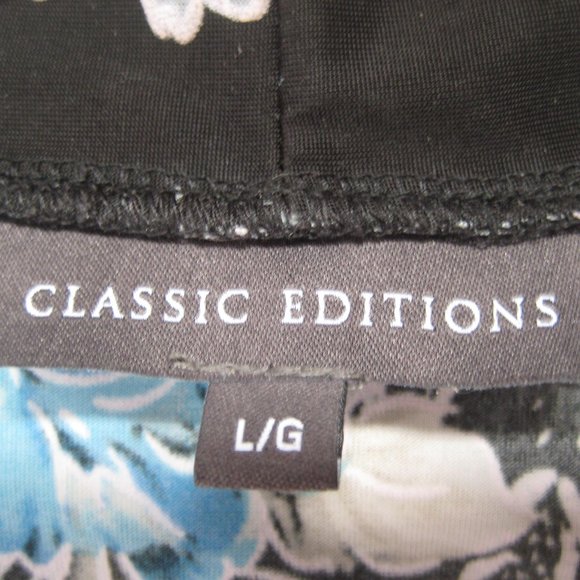 Classic Editions, ladies blouse, L, Blue/Black with white flowers - Picture 5 of 7